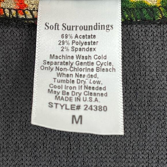 Soft Surroundings Black Floral Kimono Jacket Womens Size  Medium Button Close - Picture 5 of 5